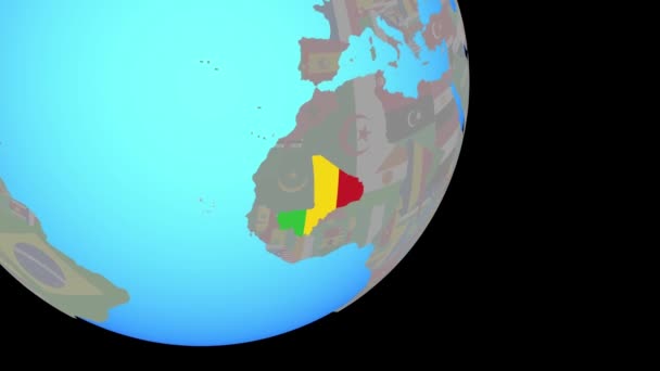 Sluiten in op Mali met vlag — Stockvideo