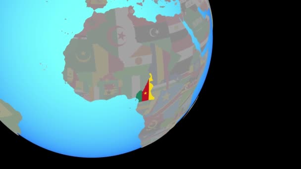 Closing in on Cameroon with flag — Stock Video