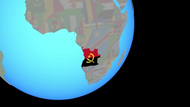 Acercándonos a Angola con bandera — Vídeos de Stock