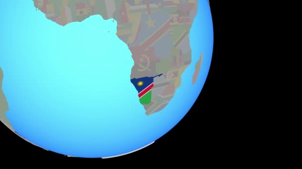 Acercándonos a Namibia con bandera — Vídeo de stock