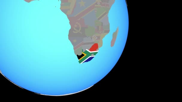 Cerrando en Sudáfrica con bandera — Vídeo de stock