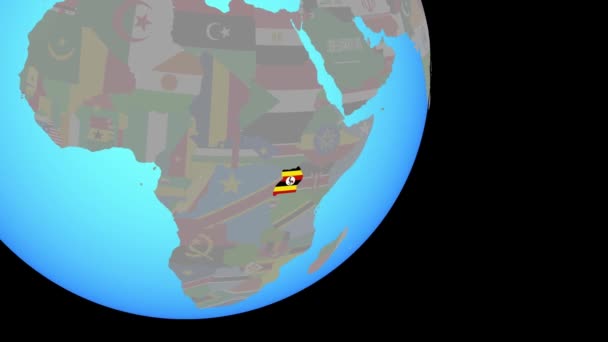 Avvicinarsi all'Uganda con la bandiera — Video Stock