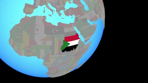 Mit Fahne auf dem Sudan — Stockvideo