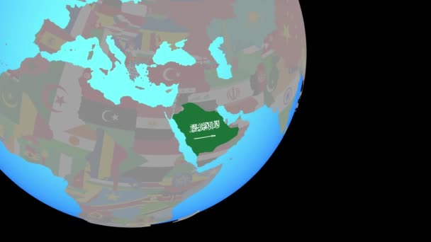 Closing in on Saudi Arabia with flag — Stock Video