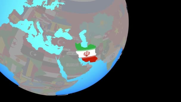 Closing in on Iran with flag — Stock Video