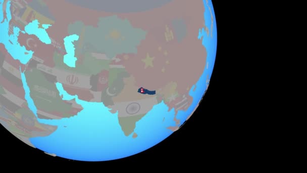 Nepal'e bayrakla yaklaşıyor — Stok video