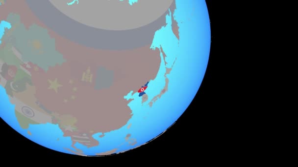 Надвигается на Северную Корею с флагом — стоковое видео