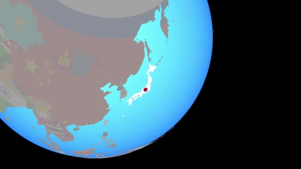 Sluiten op Japan met vlag — Stockvideo