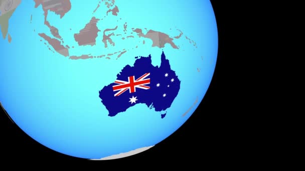 Acercándose a Australia con bandera — Vídeo de stock
