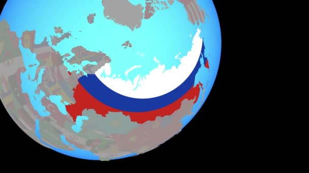 Avvicinamento alla Russia con bandiera — Video Stock