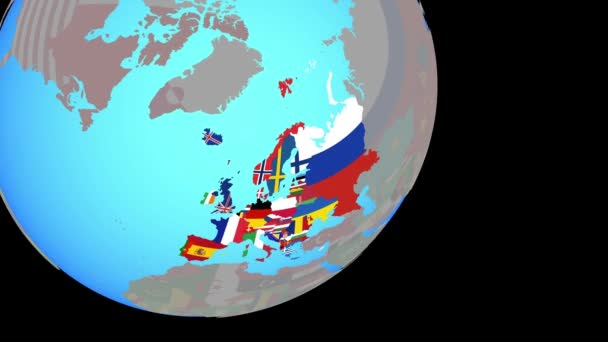 Sluiten in Europa met vlaggen — Stockvideo
