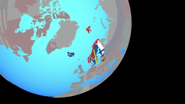 Закриття в Північній Європі з прапорами — стокове відео