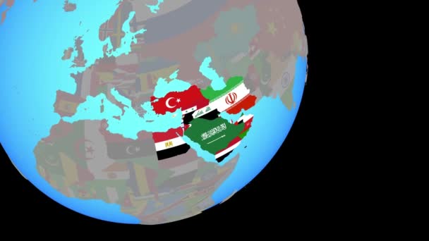 Naher Osten mit Flaggen — Stockvideo