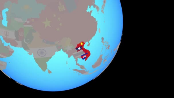 Aproximando-se da Indochina com bandeiras — Vídeo de Stock