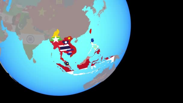 Sluiting van de ASEAN-lidstaten met vlaggen — Stockvideo