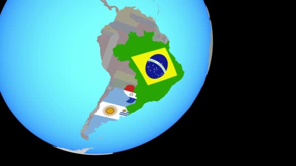 Mercosur-Mitglieder mit Fahnen — Stockvideo