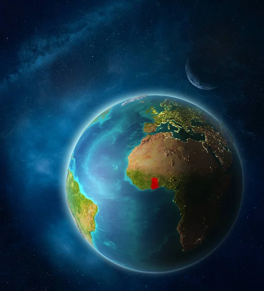 Ghána Űrből Föld Bolygó Térben Hold Tejes Bolygó Felszínének Rendkívül — Stock Fotó