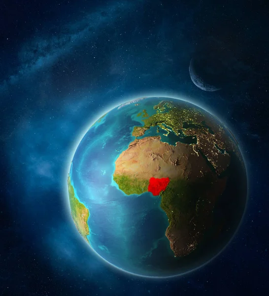 Nigéria Űrből Föld Bolygó Térben Hold Tejes Bolygó Felszínének Rendkívül — Stock Fotó