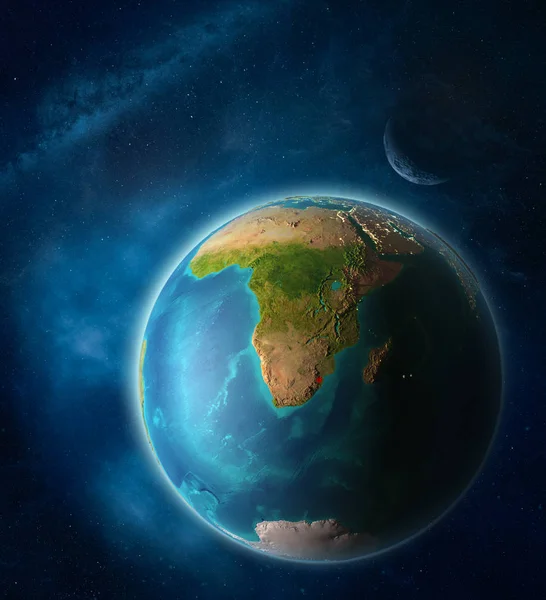 Eswatini Űrből Föld Bolygó Térben Hold Tejes Bolygó Felszínének Rendkívül — Stock Fotó