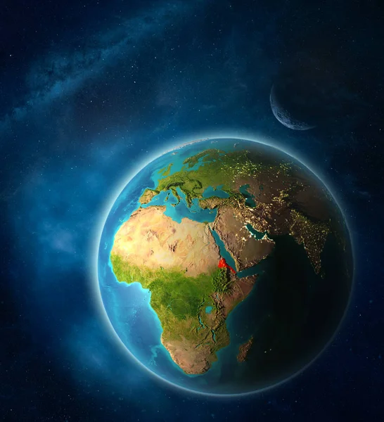 Érythrée Espace Sur Planète Terre Dans Espace Avec Lune Voie — Photo