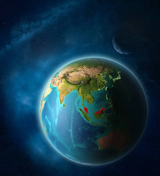 Малайзия Космоса Планете Земля Космосе Луной Млечным Путем Чрезвычайно Мелкие — стоковое фото