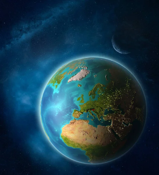 Eslovenia Desde Espacio Planeta Tierra Espacio Con Luna Vía Láctea —  Fotos de Stock