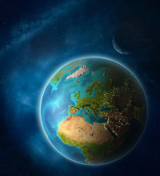 Kosovo Vanuit Ruimte Planeet Aarde Ruimte Met Maan Melkweg Extreem — Stockfoto