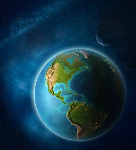 Puerto Rico Från Rymden Planeten Jorden Rymden Med Månen Och — Stockfoto