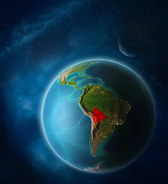 Bolivie Espace Sur Planète Terre Dans Espace Avec Lune Voie — Photo