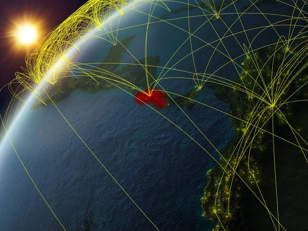 Costa Rica Modell Des Planeten Erde Mit Netzwerk Und Internationalen — Stockfoto
