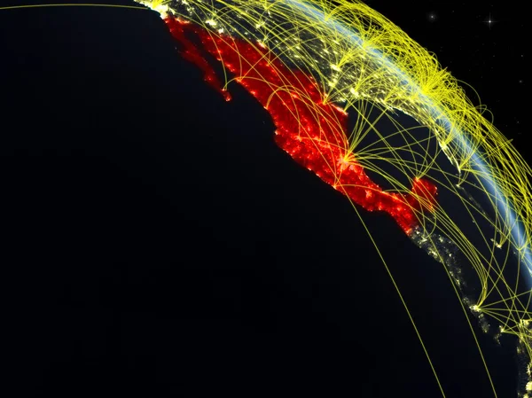 Mexiko Aus Dem All Modell Des Planeten Erde Bei Nacht — Stockfoto