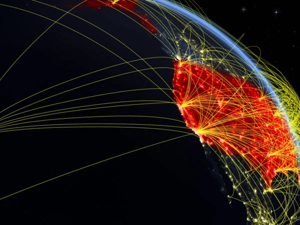 Usa Från Utrymme Modellera Planet Jord Natten Med Knyter Kontakt — Stockfoto