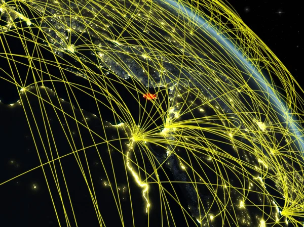 Ciprus Tér Modellje Föld Bolygó Éjjel Hálózattal Digitális Technológia Összekapcsolhatóság — Stock Fotó