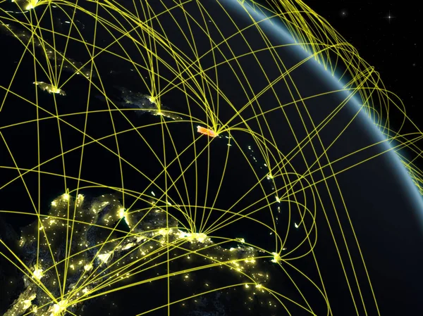 Puerto Rico Desde Espacio Modelo Del Planeta Tierra Por Noche —  Fotos de Stock