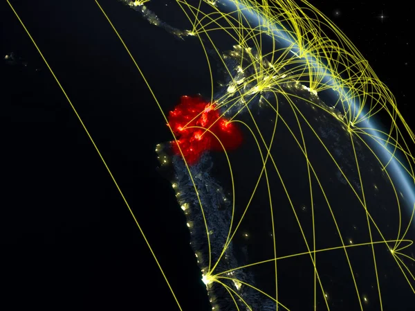 Ecuador Uit Ruimte Het Model Van Planeet Aarde Nachts Met — Stockfoto