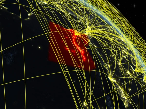Ägypten Aus Dem All Modell Des Planeten Erde Der Nacht — Stockfoto