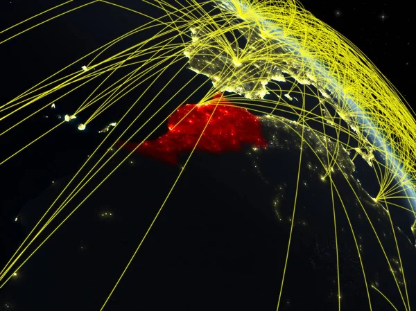 Maroko Vesmíru Modelu Planety Země Noci Sítí Koncepce Digitální Technologie — Stock fotografie