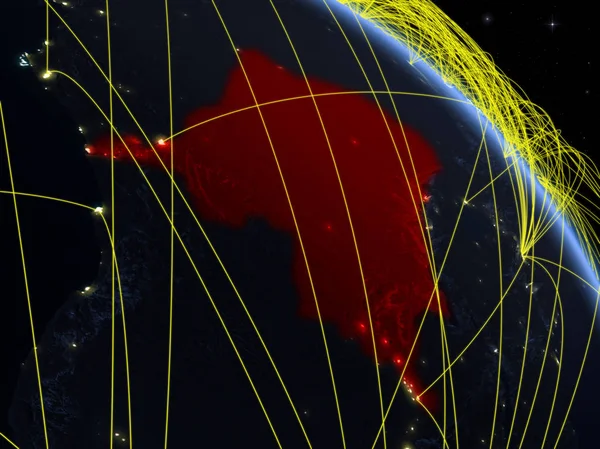 ネットワークと夜の惑星地球のモデル上の宇宙からコンゴのデム代表 デジタル技術 接続性 旅行の概念 3Dイラスト この画像の要素は Nasaによって提供 — ストック写真