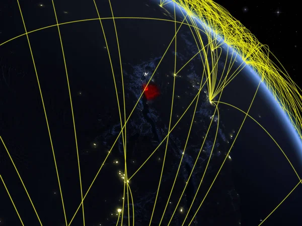 Burundi Espace Sur Modèle Planète Terre Nuit Avec Réseau Concept — Photo