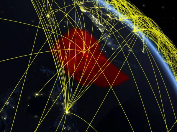 Etiopia Spazio Modello Pianeta Terra Notte Con Rete Concetto Tecnologia — Foto Stock