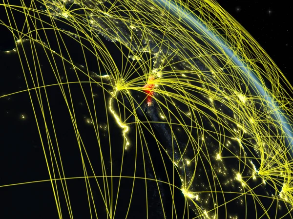 Ізраїль Космосу Моделі Планети Земля Вночі Мережею Концепція Цифрових Технологій — стокове фото