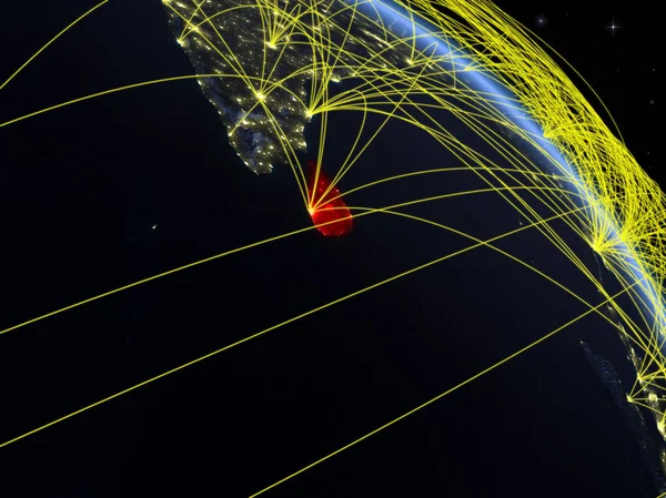 Sri Lanka Espaço Modelo Planeta Terra Noite Com Rede Conceito — Fotografia de Stock