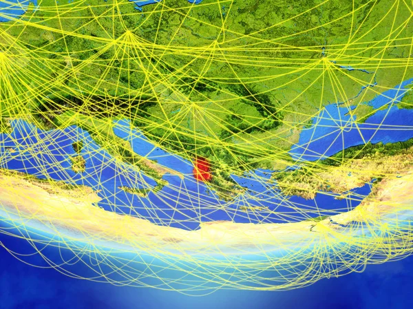 통신을 대표하는 네트워크와 지구의 모델에 알바니아 Nasa가 제공하는 이미지의 — 스톡 사진