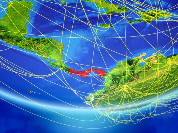 Panama Modell Des Planeten Erde Mit Netzwerk Das Reisen Und — Stockfoto