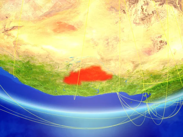 Burkina Faso Modelo Del Planeta Tierra Con Red Que Representa —  Fotos de Stock