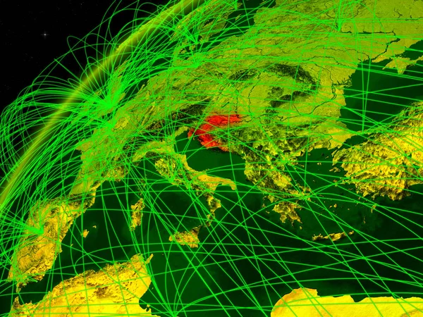 Horvátország Föld Zöld Bolygója Nemzetközi Hálózatokkal Digitális Kommunikáció Technológia Fogalma — Stock Fotó