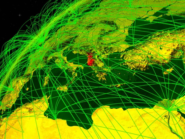 Албанія Моделі Зеленої Планети Земля Міжнародними Мережами Поняття Цифрової Комунікації — стокове фото