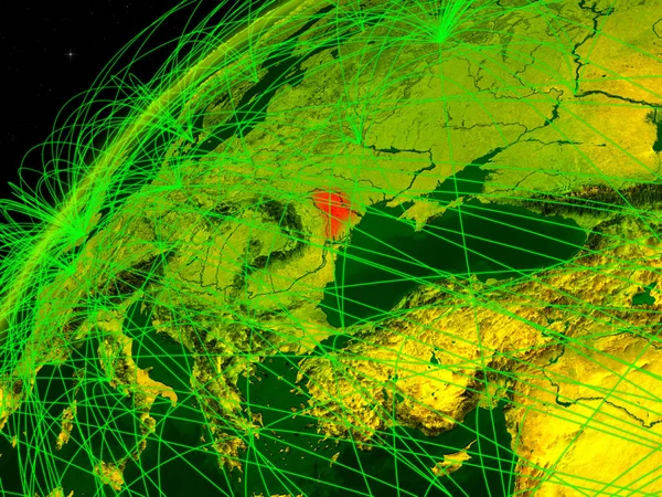 Moldova Zöld Bolygó Föld Nemzetközi Hálózatok Digitális Kommunikáció Technológia Fogalma — Stock Fotó