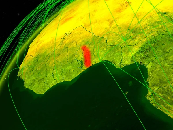 Togo Modelo Planeta Verde Tierra Con Redes Internacionales Concepto Comunicación —  Fotos de Stock