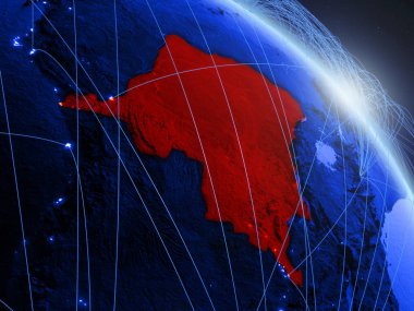 Dem Rep Kongo uzaydan mavi dijital gezegen Dünya modeli. Mavi dijital teknoloji kavramı, bağlantı ve seyahat. 3d illüstrasyon. Nasa tarafından döşenmiş bu görüntünün elemanları.